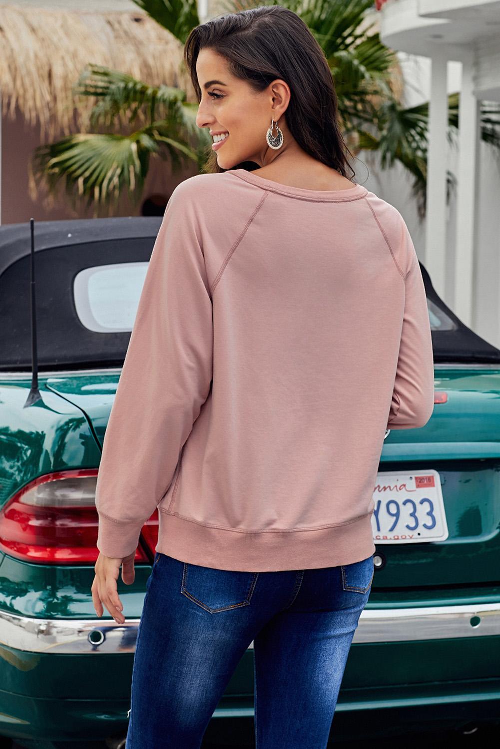 Women's Pullover Sweatshirt Featuring Womens Pink French Terry Cotton Blend