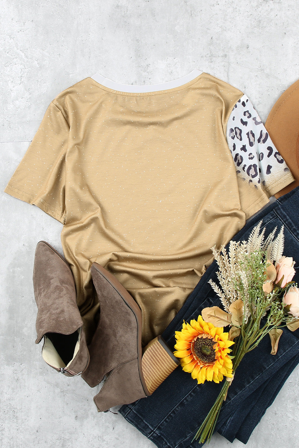 T Shirt for Women Bleached Crew Neck