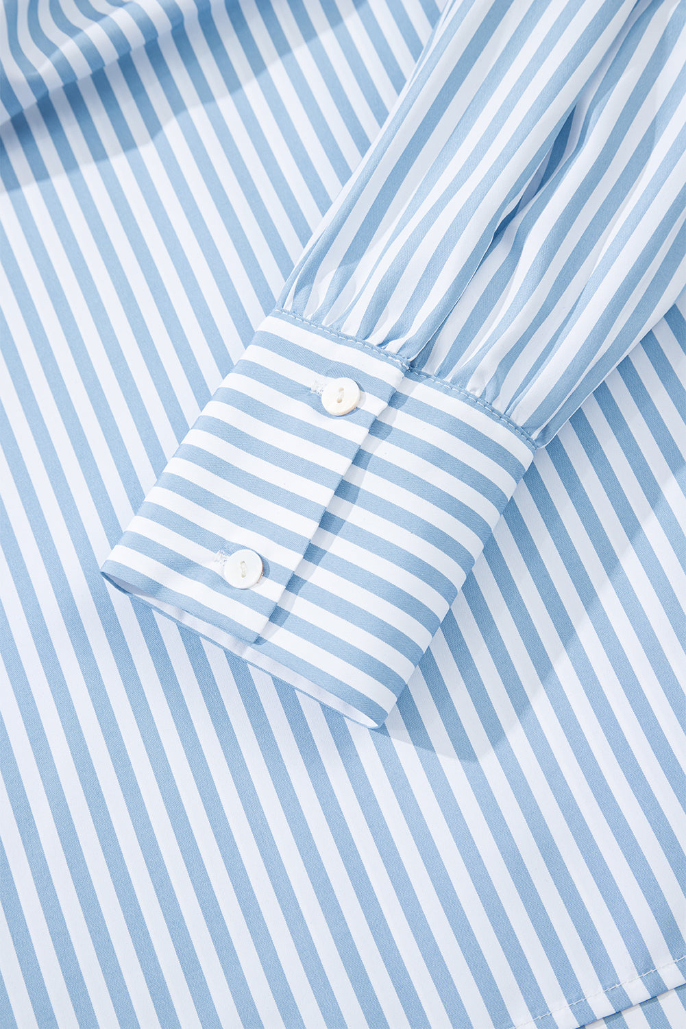Shirred Placket Detail Half Collared Long-Sleeved Fall Shirt