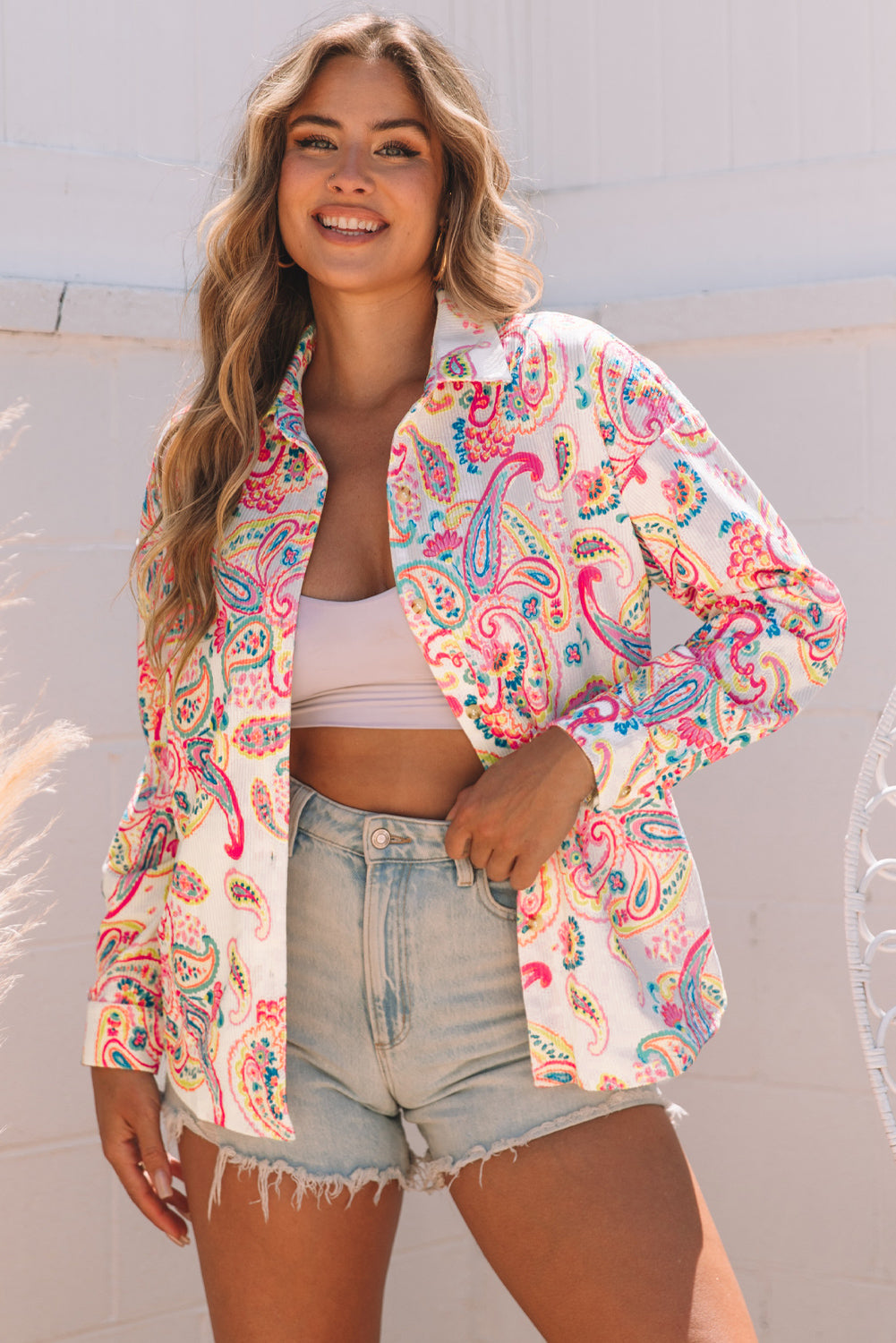 Women's Shacket with Cord Paisley Pattern