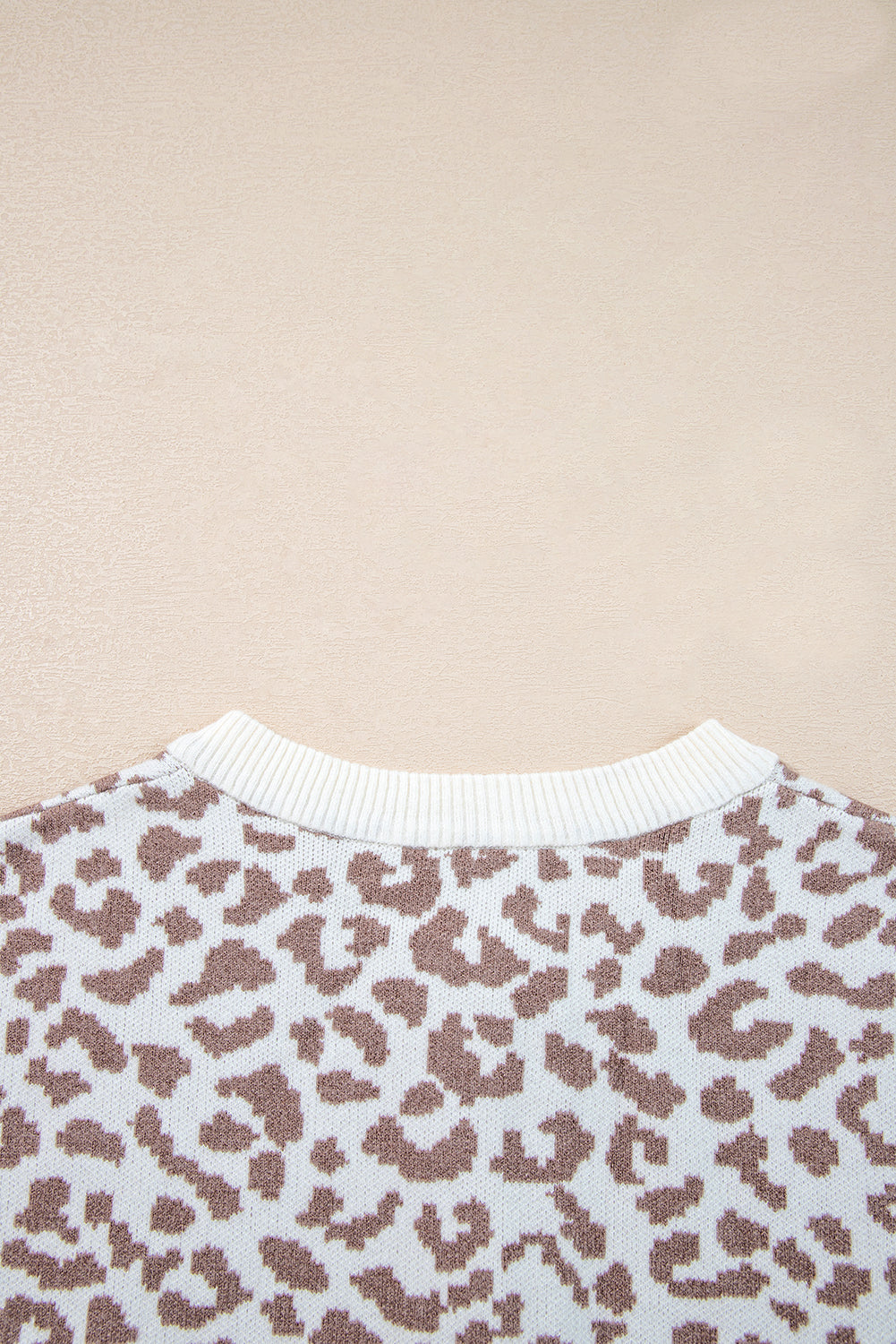 Chunky Leopard Drop-Shoulder Knit Cardigan Knit Top