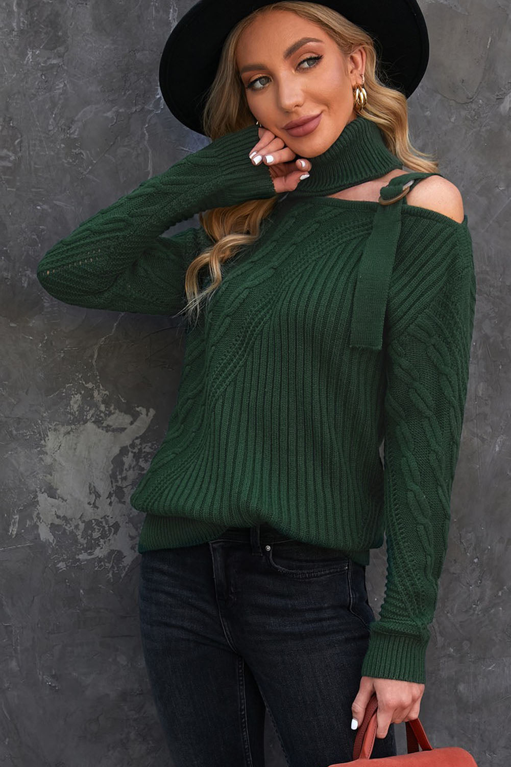 Women's Strapped Turtleneck Sweater