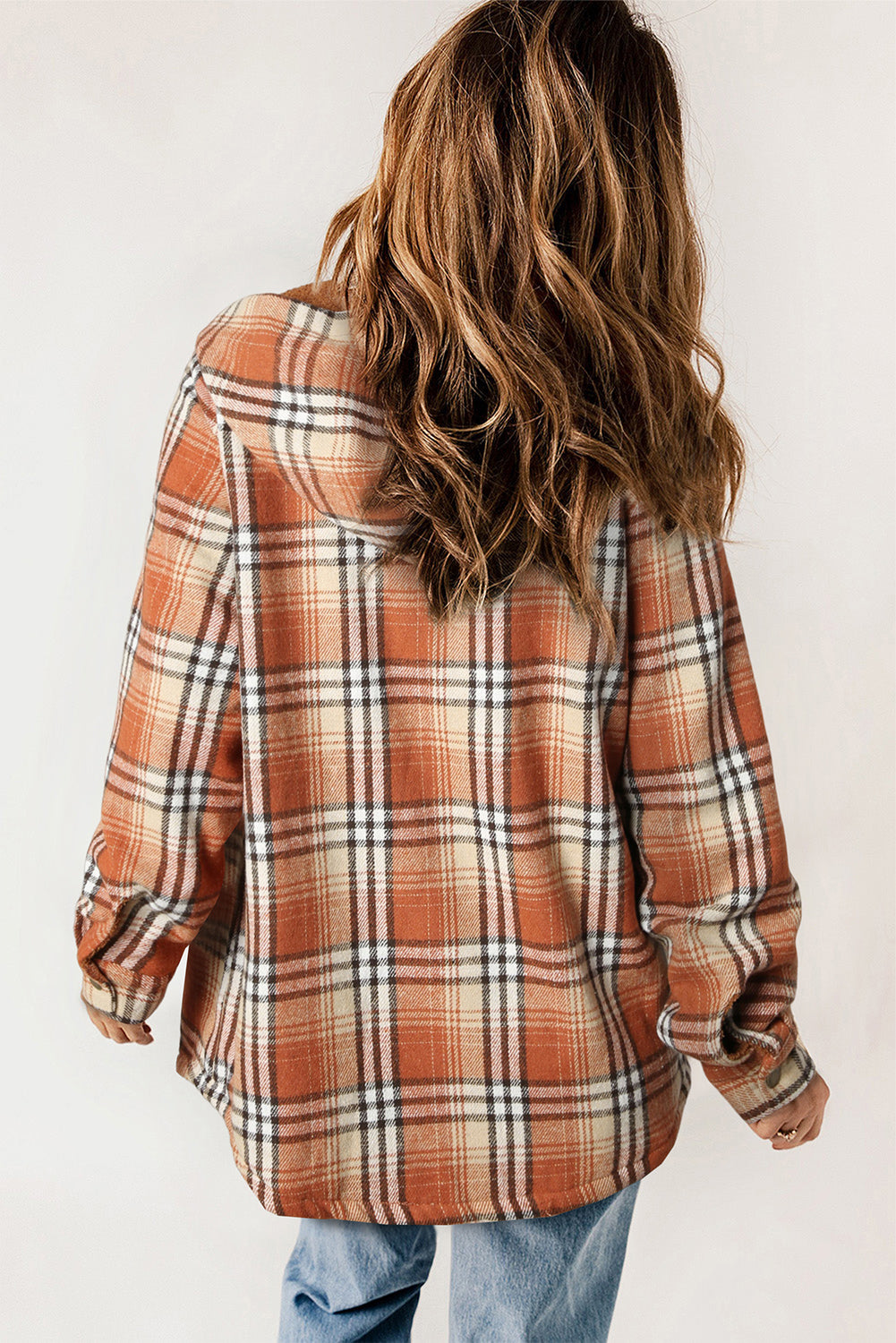 Shacket for Women Hooded Plaid Lined