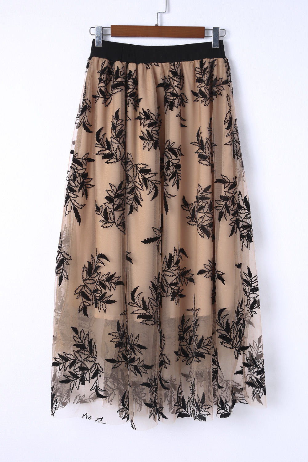Women's Skirt Featuring Floral-Print Leaves High-Rise Maxi