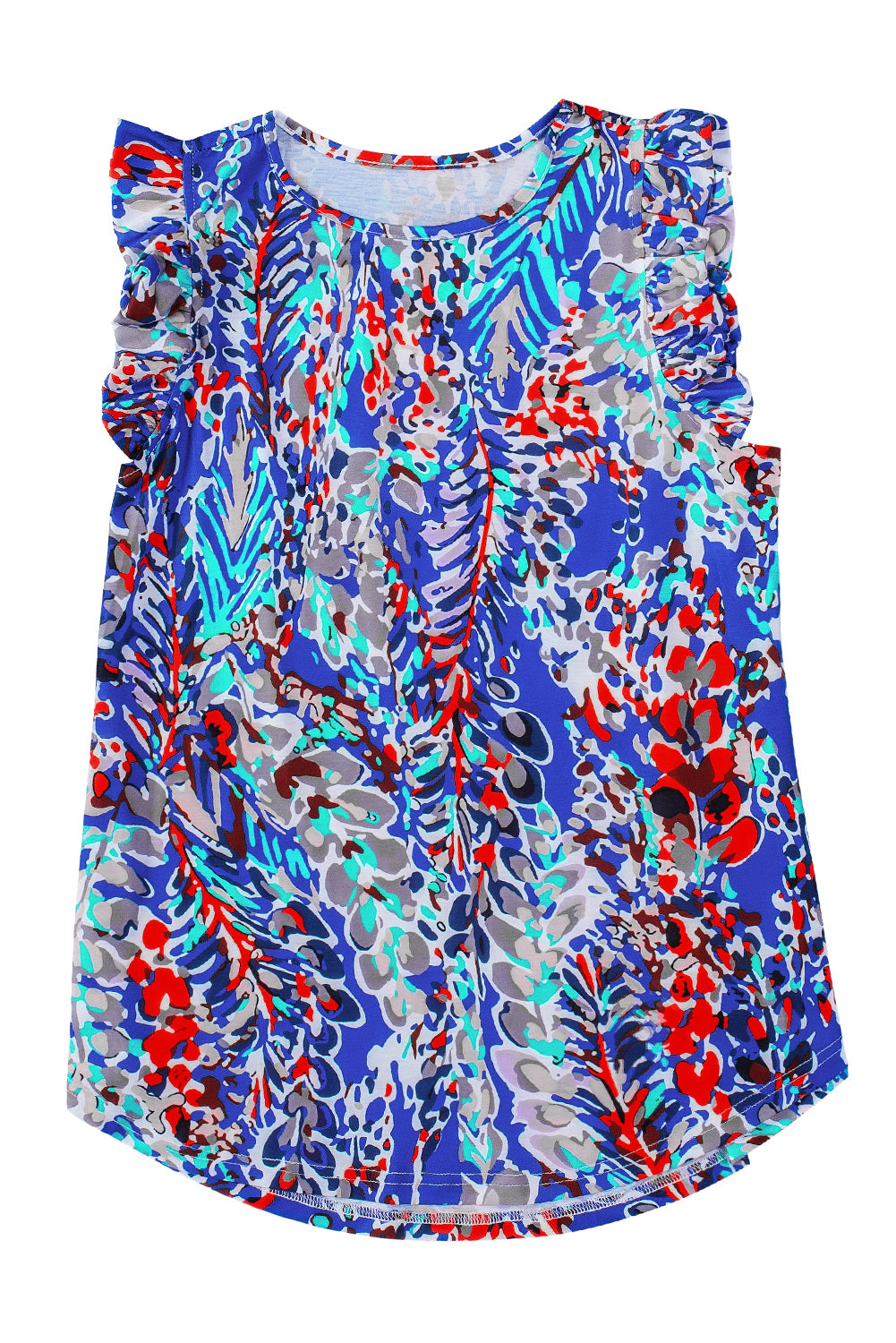 Women's Tank Top with Floral-Print Print Ruffles