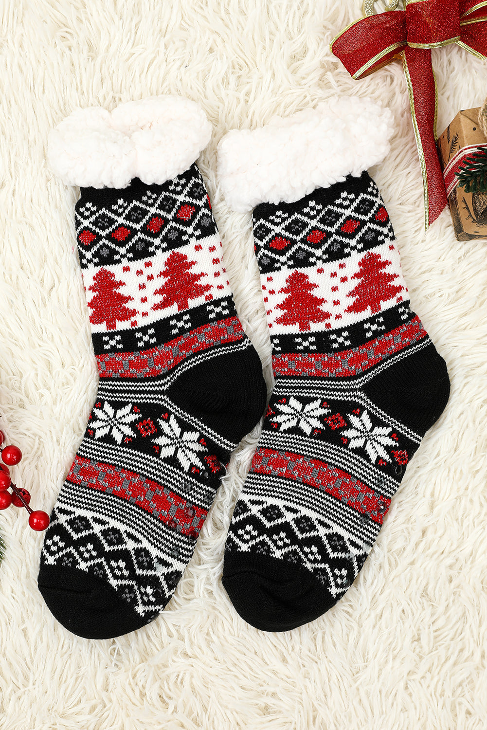 Christmas Tree Pattern Thermal Socks
