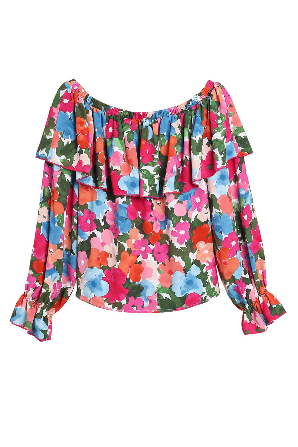 Women's Floral-Print Ruffle-Trimmed Off Shoulder Blouse