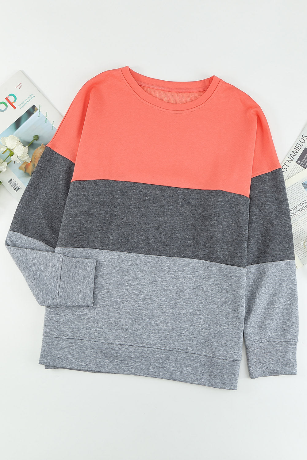 Women's Sweatshirt Featuring Color-Block Plus Size