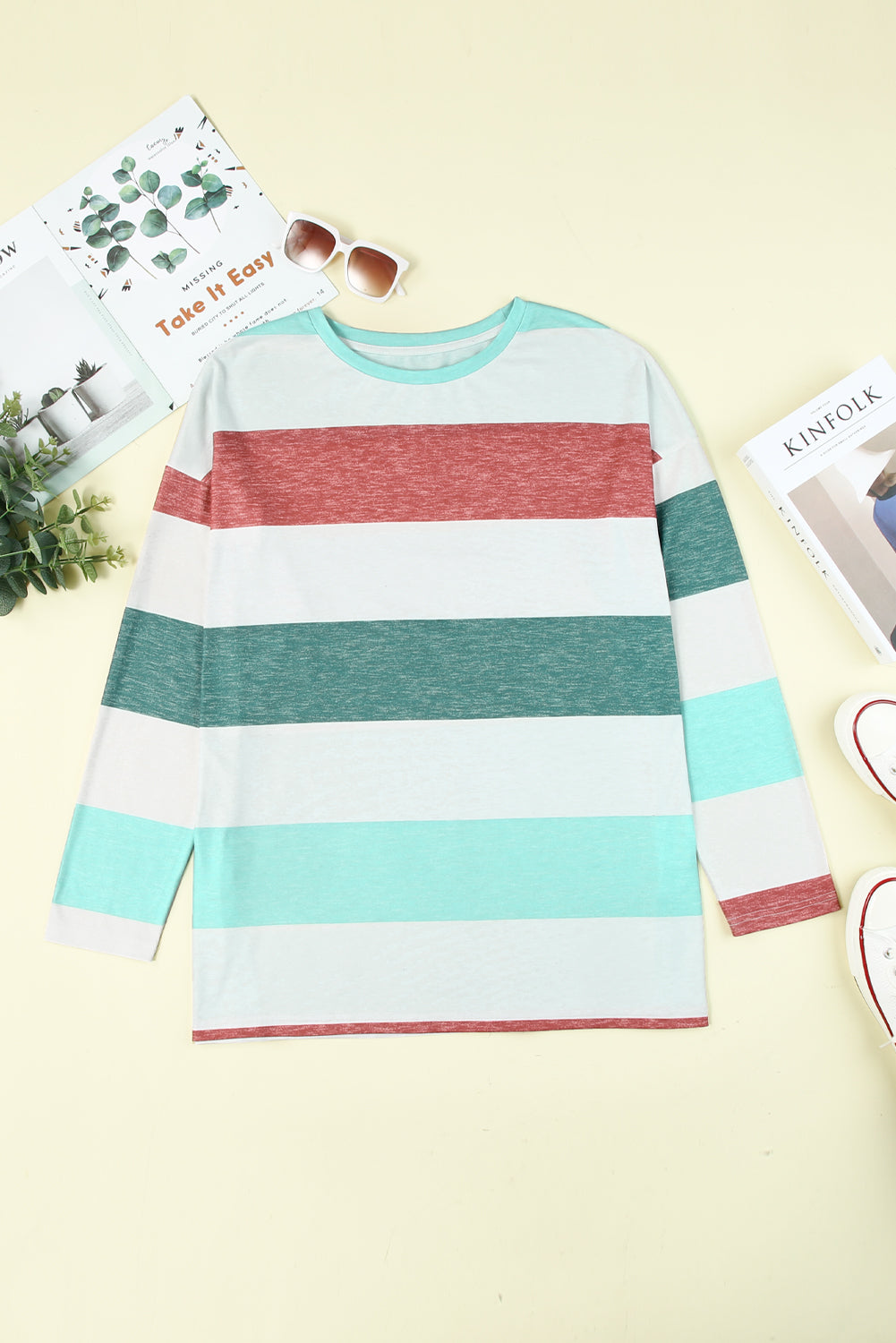 Women's Pullover Plus Size Color-Block Top