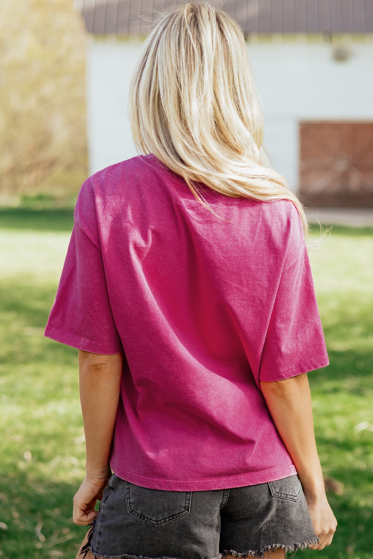 AMERICA Mineral 1776 Graphic Wash Cotton Tee in Rose Red