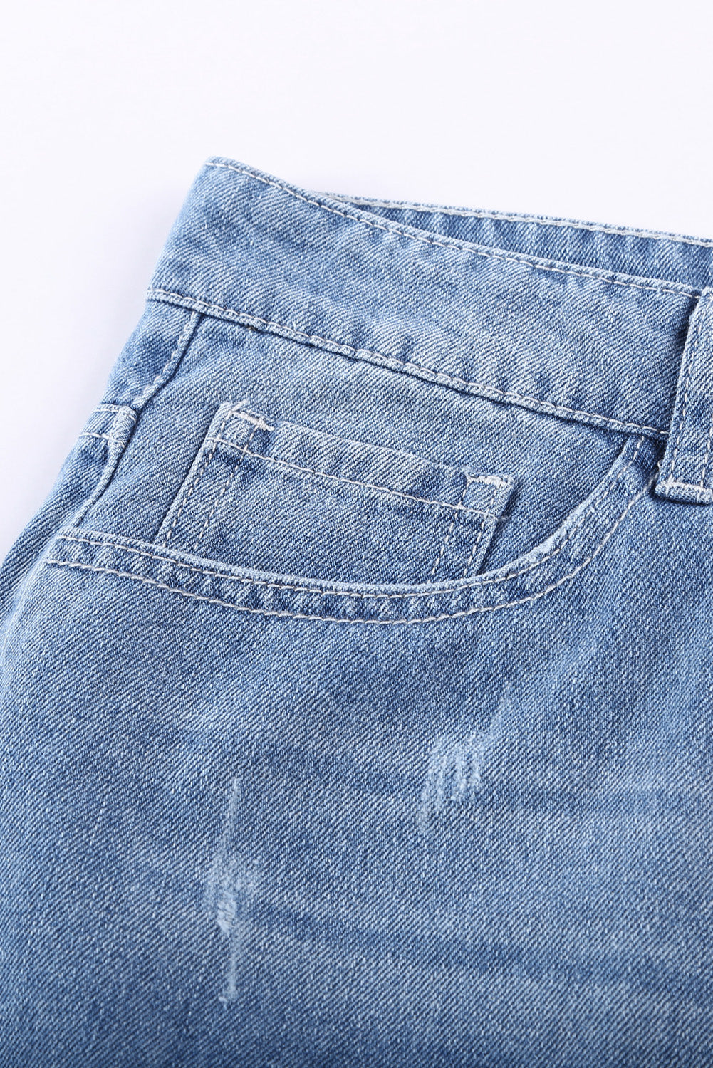 Women's Shorts with Distressed Ripped Rolled Hem Denim