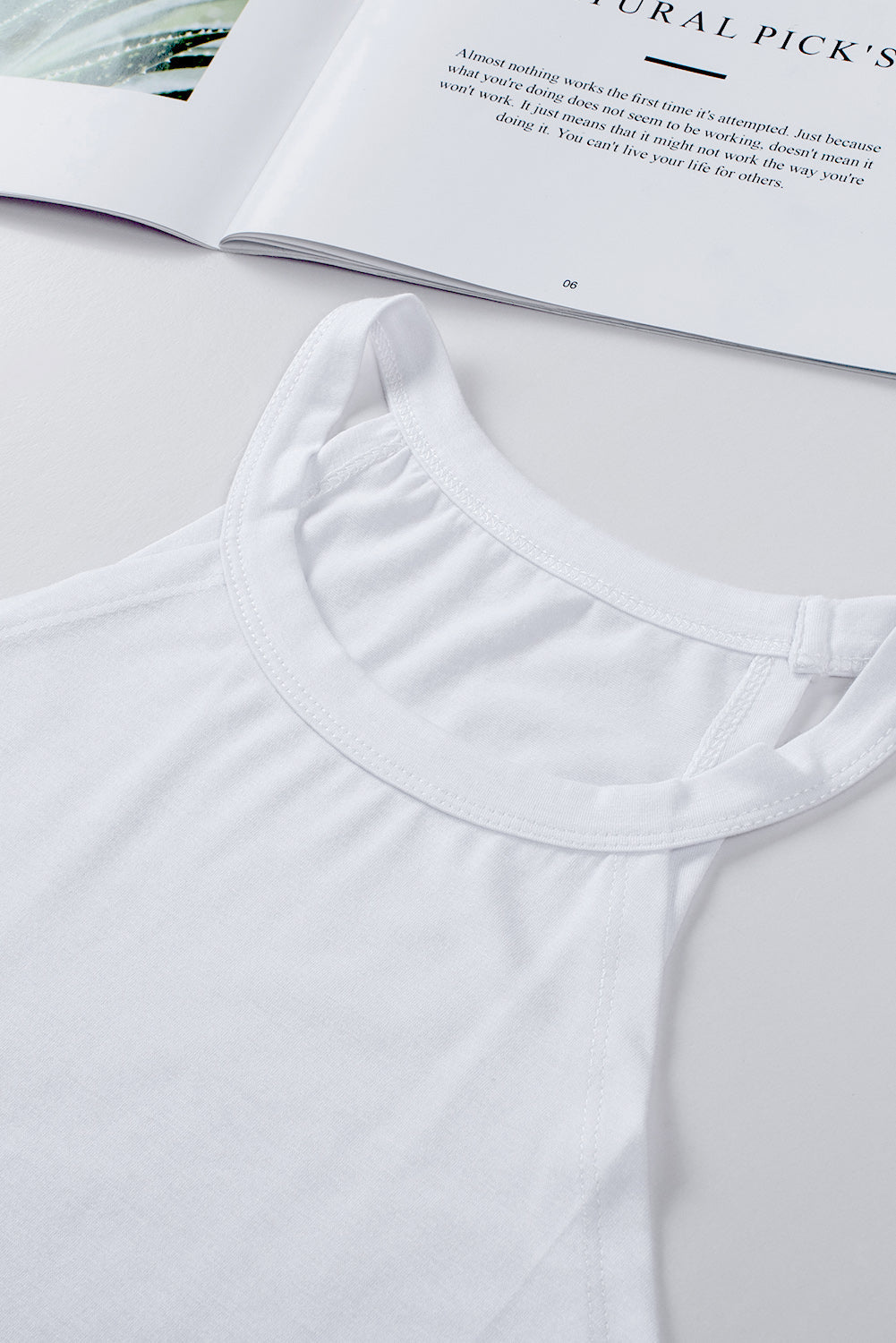 Women's Tank Top Featuring White Crew Neck