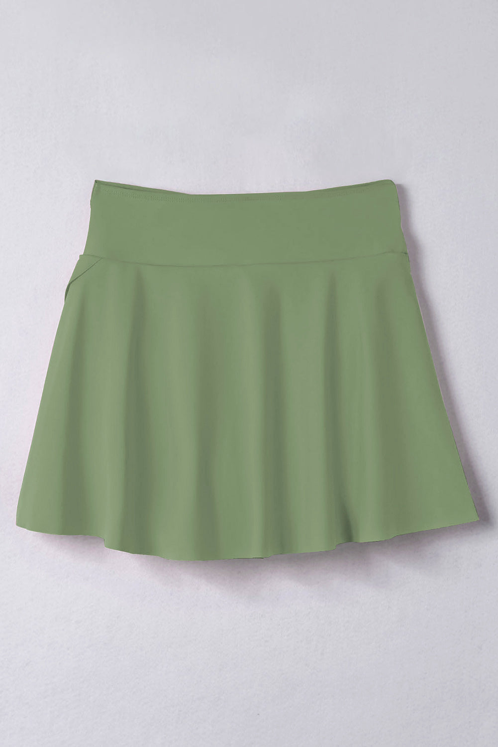 Criss Cross Waist Flared Swim Skirt in Green