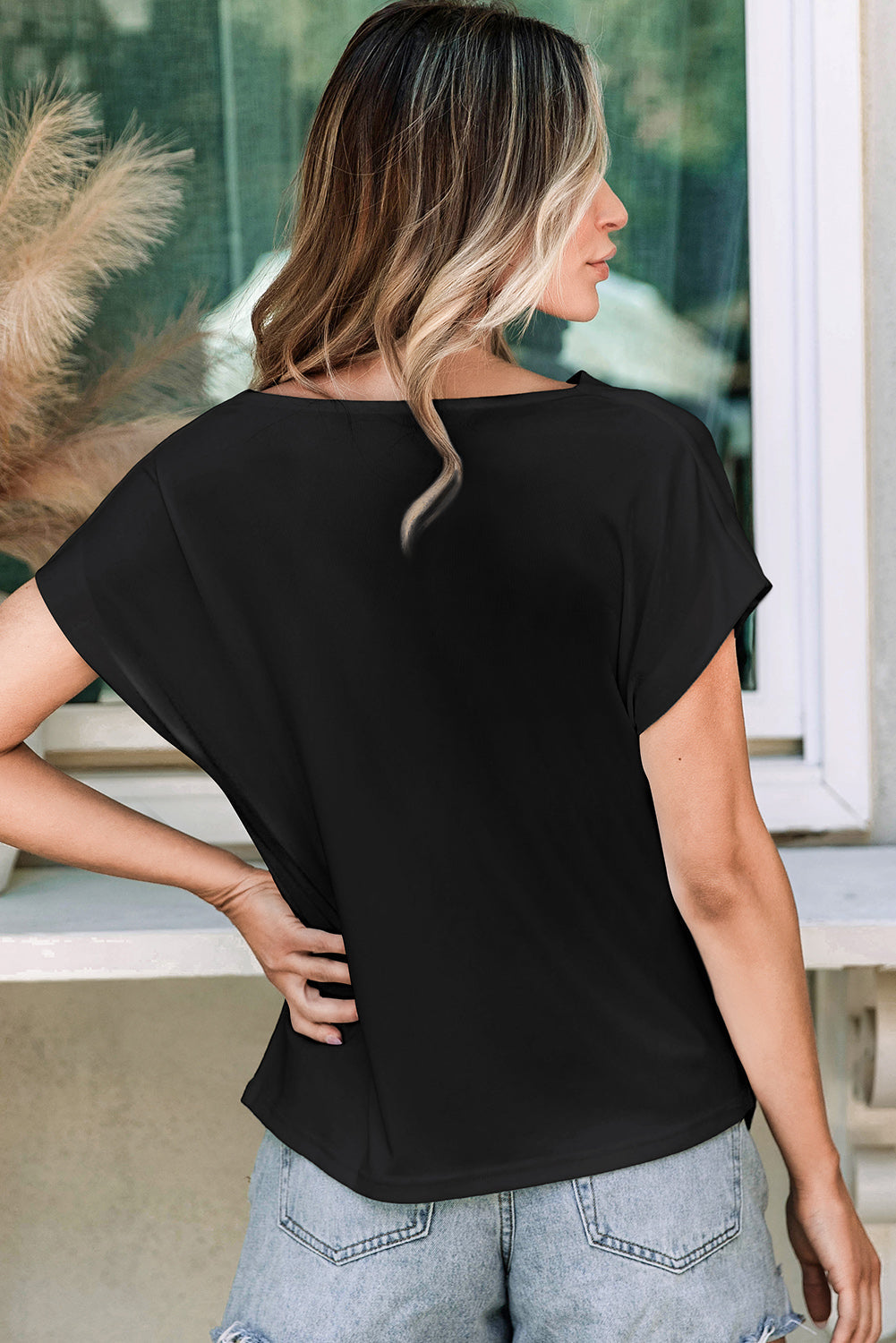 Women's Bat Sleeve Cowl Neck T Shirt