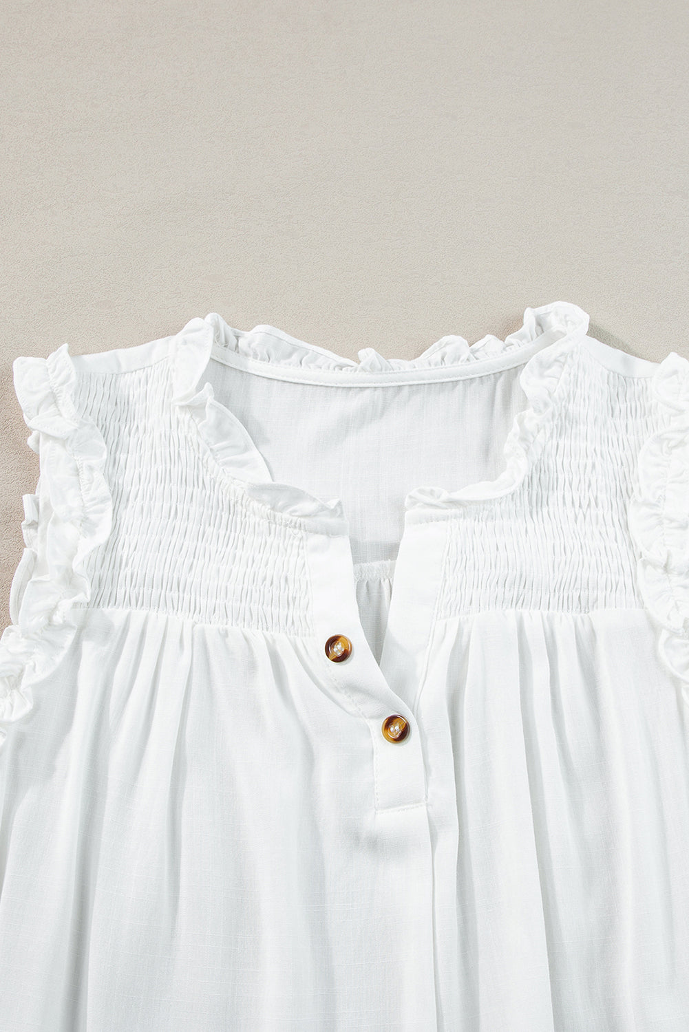 Women's Button Split Ruffle-Trimmed Trim Tank Top