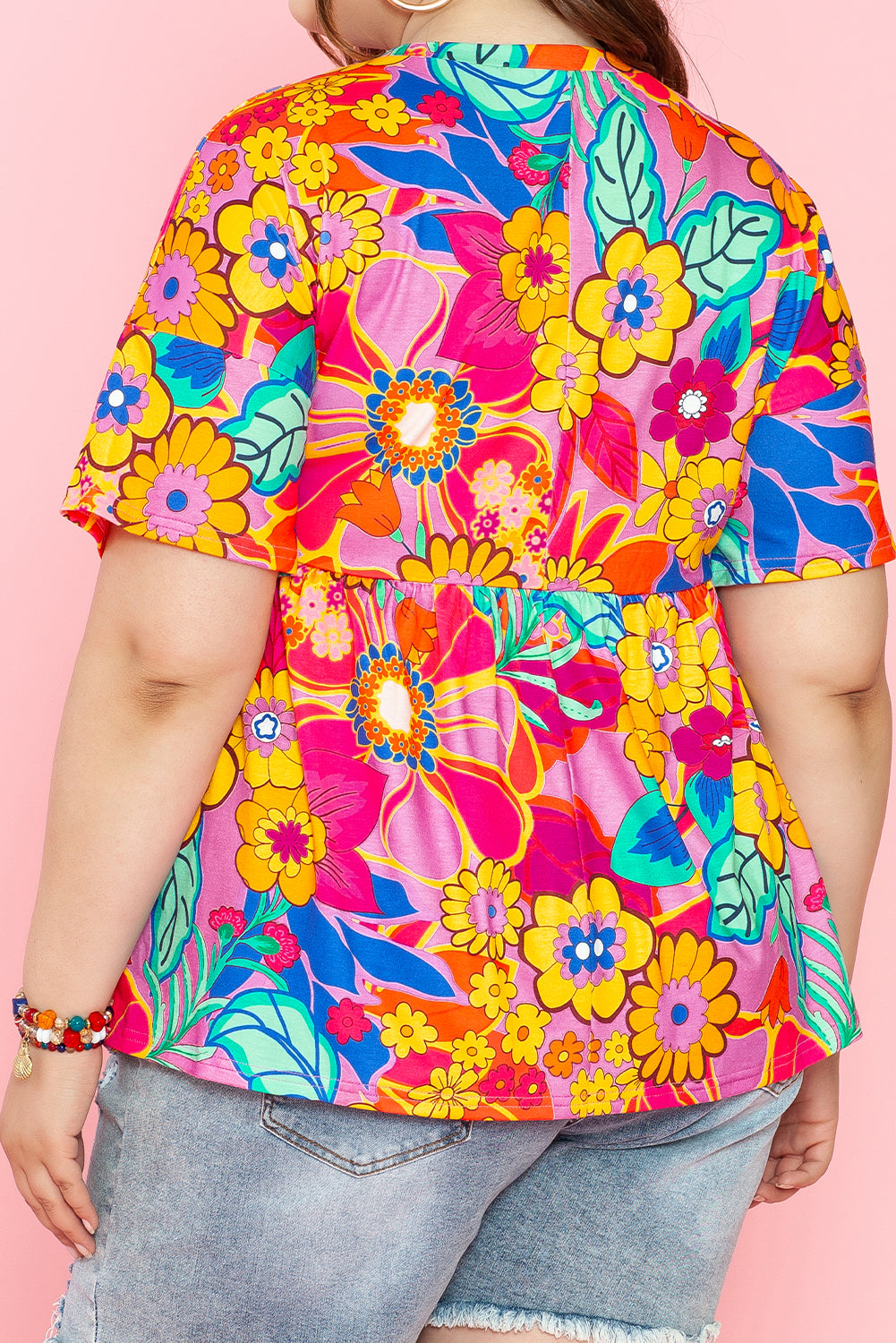 Women's Floral-Print Plus Size Babydoll Blouse