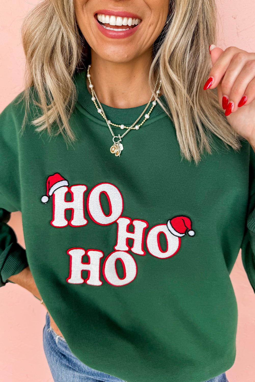 Embroidered Christmas Letter Graphic Fashion Sweatshirt