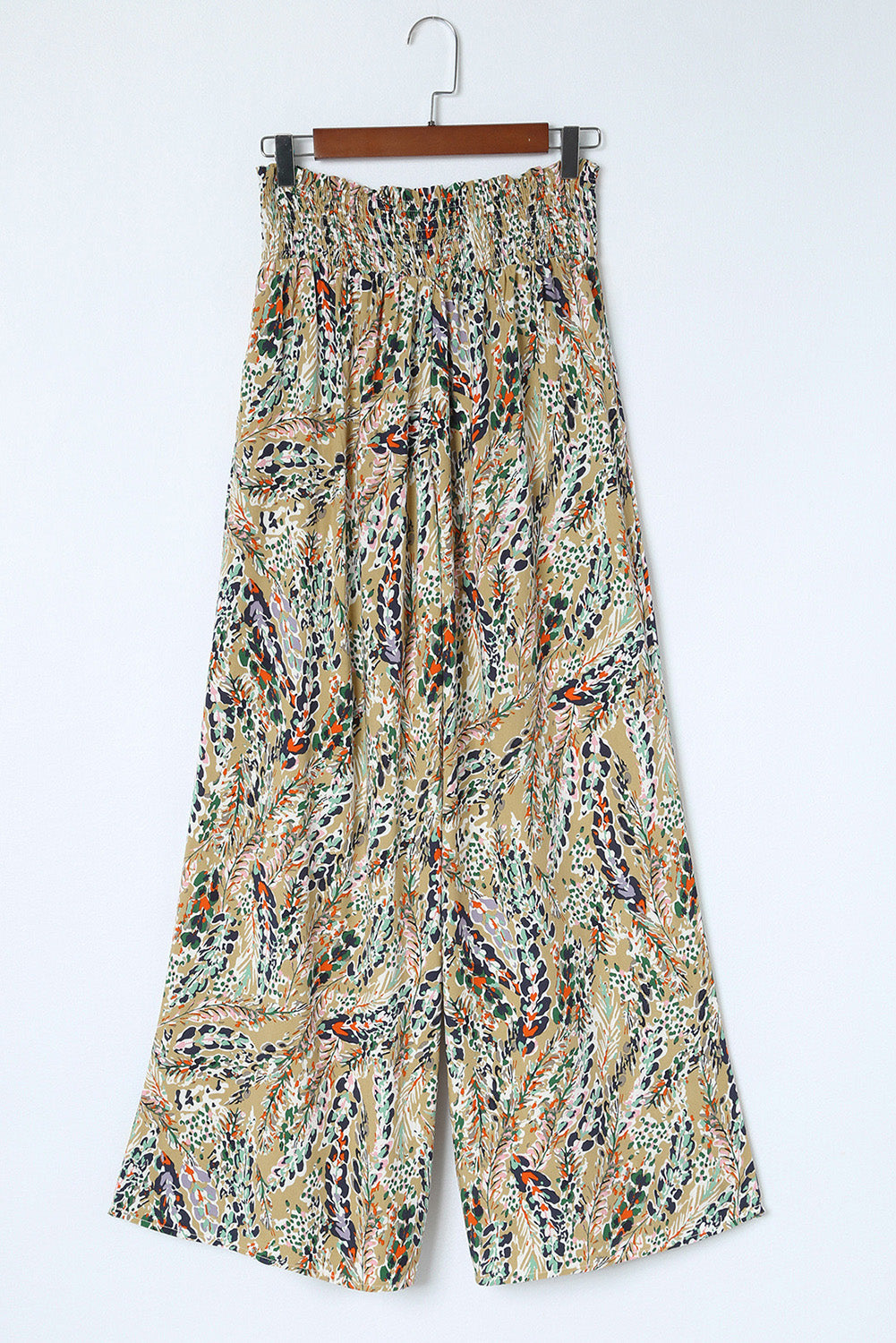 Women's Floral-Print Print Shirred High-Rise Wide-Leg Everyday Pants