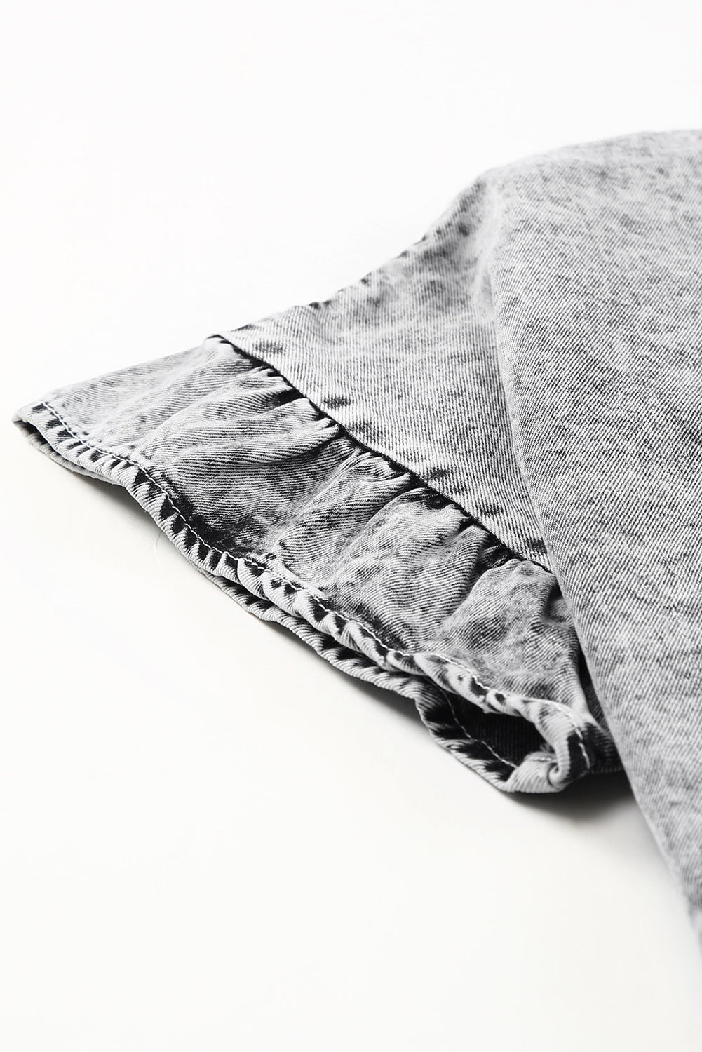 Top for Women Flutter Sleeves Layered Denim