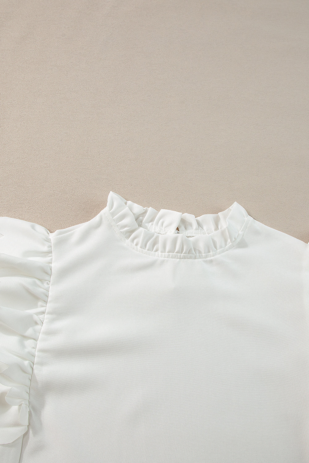 Women's Scalloped Ruffle-Trimmed Solid Color Top