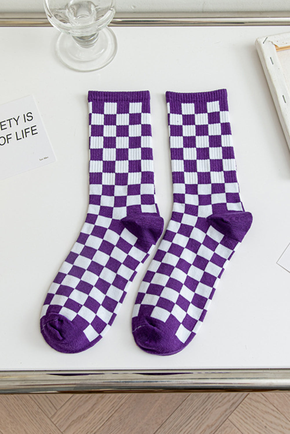 Checkerboard Print Tube Socks