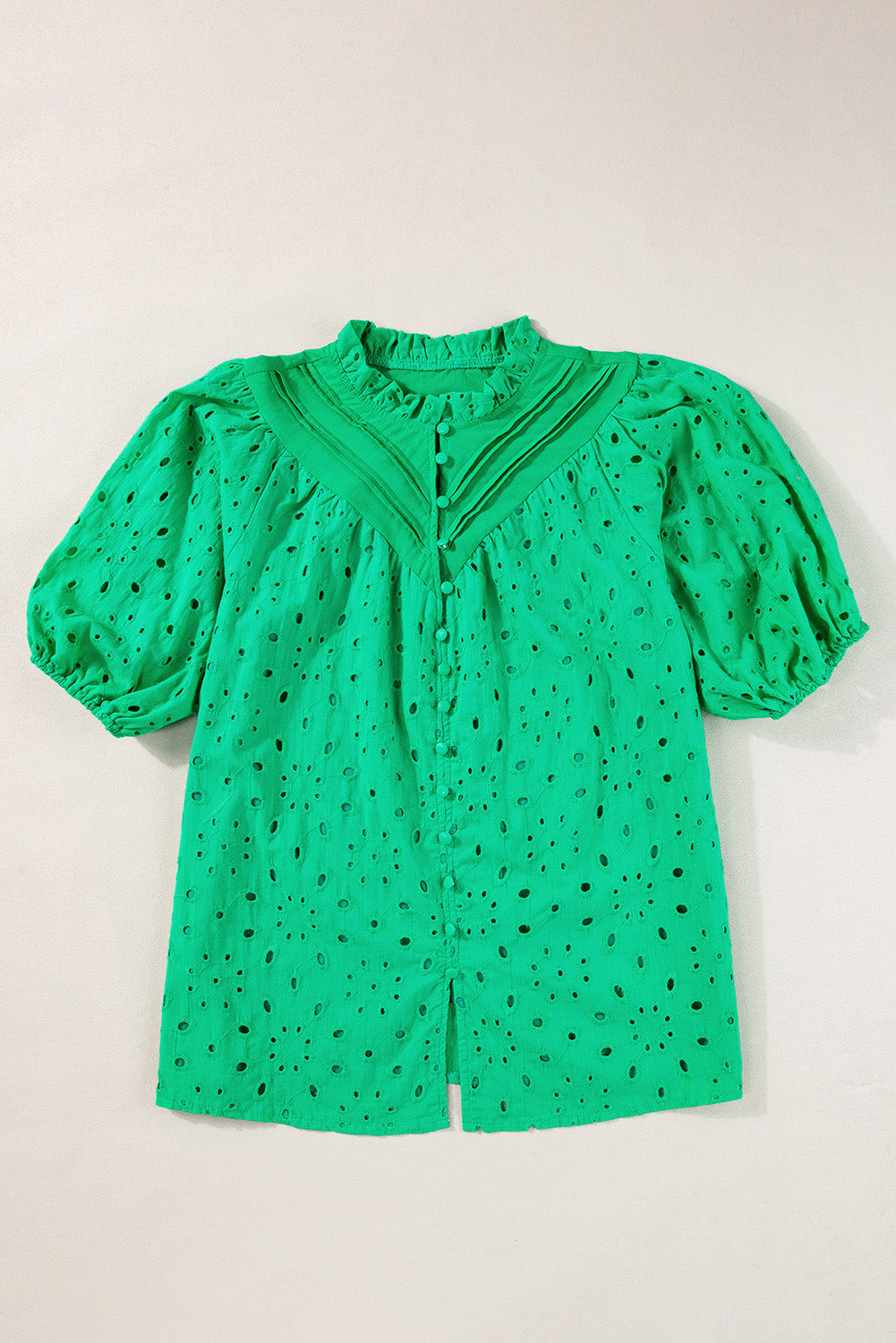 Women's Blouse with Hollow-out Balloon Sleeve