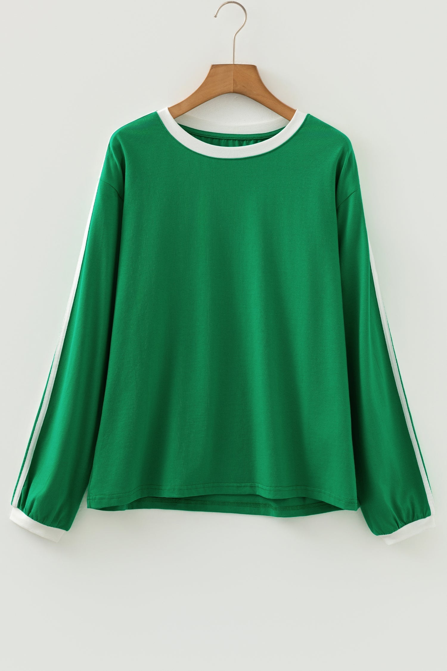 Contrast Crew-Neck Long-Sleeved T Shirt