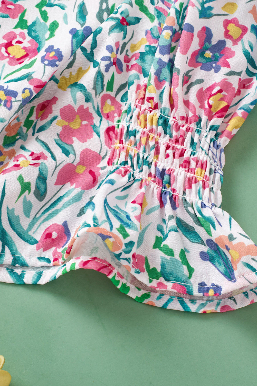 Women's Floral-Print Print Split Neck Balloon Sleeve Blouse