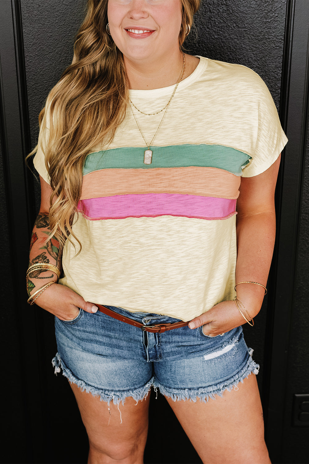 Women's Patchwork Plus Size T Shirt