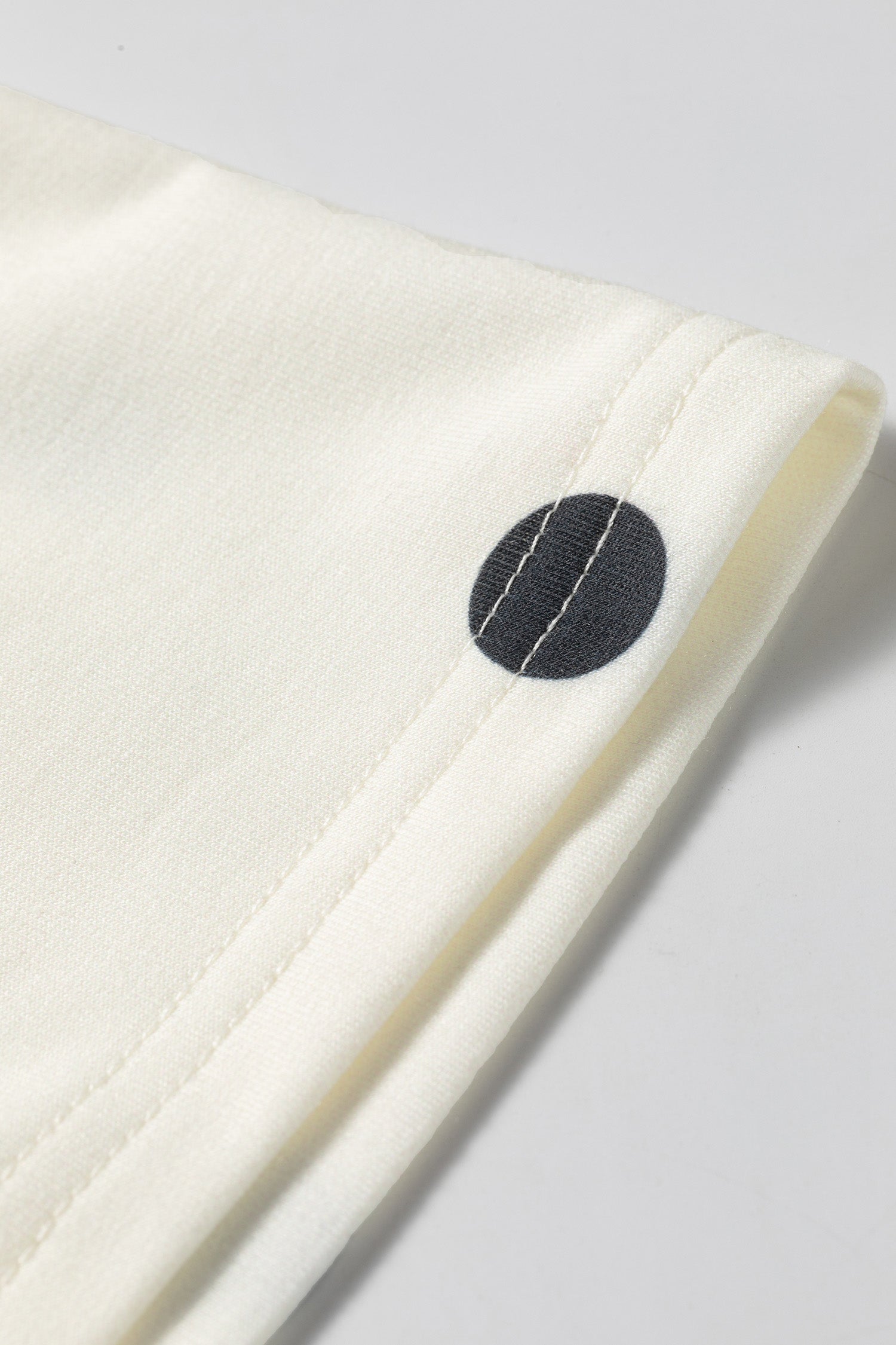 Crossed Polka-Dot Print Seam Detail Oversize Tee in Beige