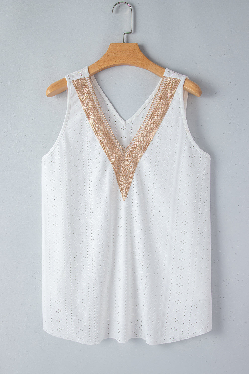 Women's Tank Top Featuring Lace-Trimmed Plus Size V Neck