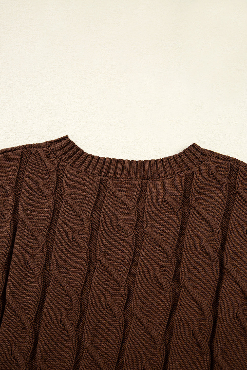 Crew-Neck Cable Texture Short-Sleeved Knit Top Top