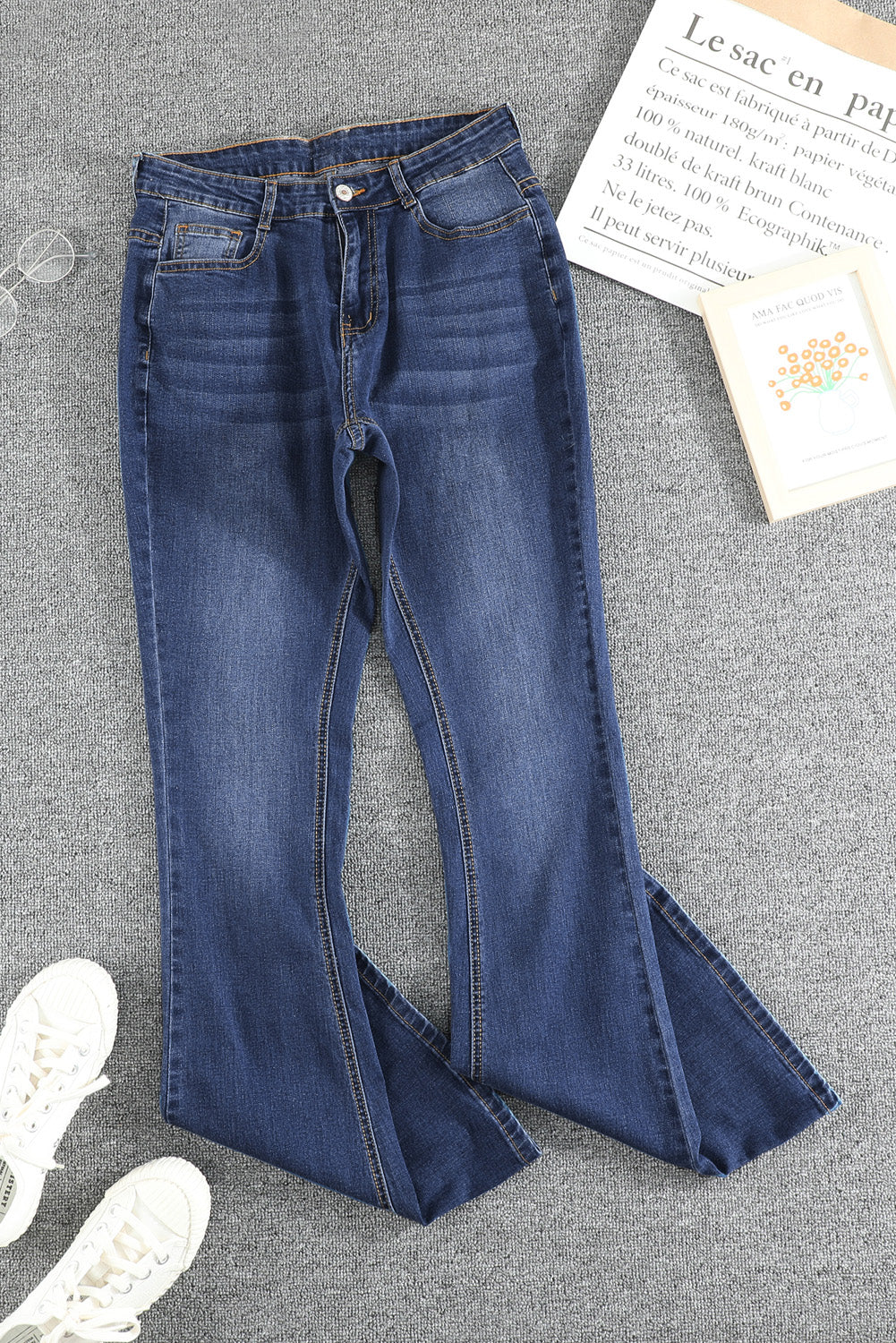 Women's Jeans Featuring Medium Wash Vintage Wide-Leg