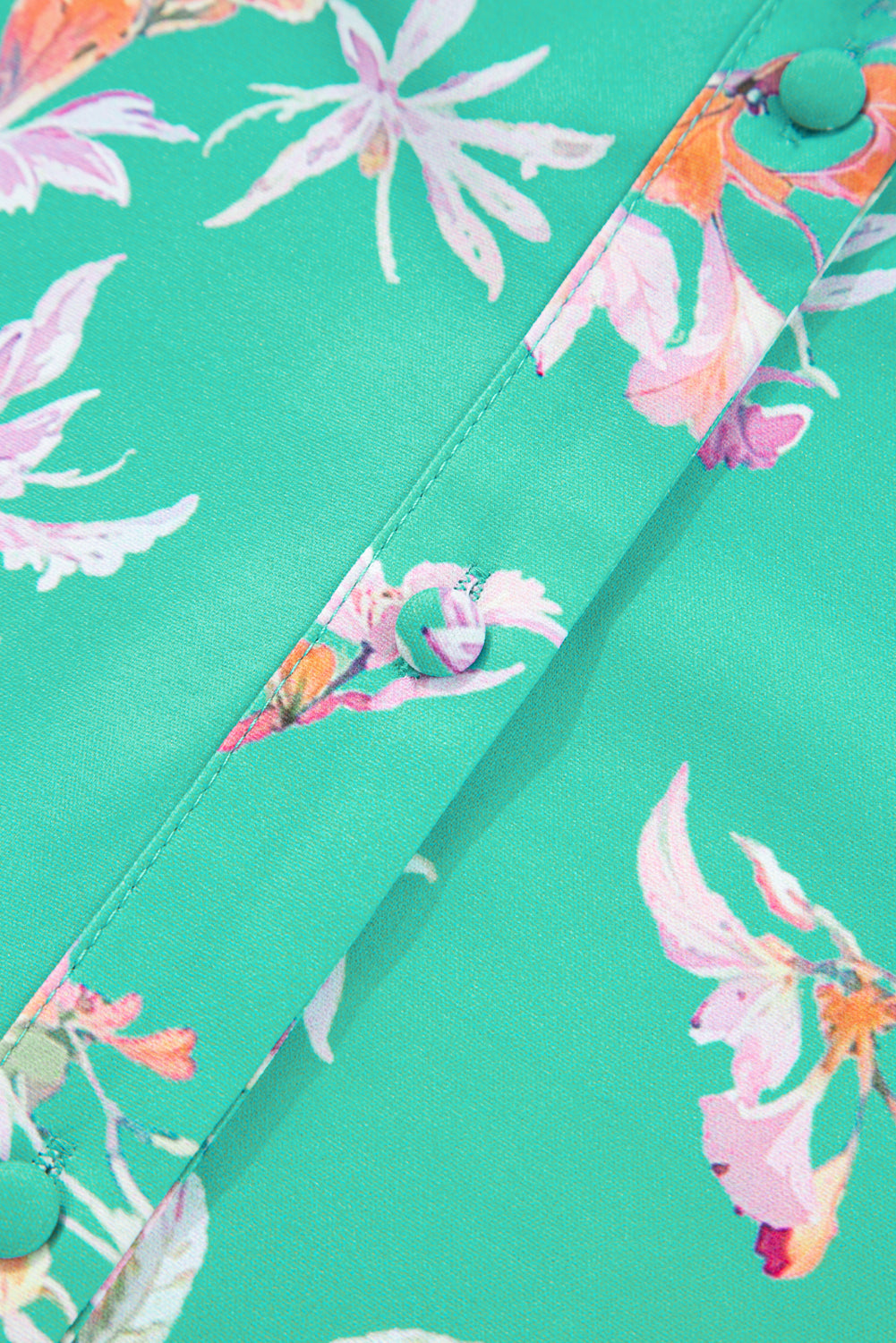 Floral Button Lantern Sleeve Front Shirt
