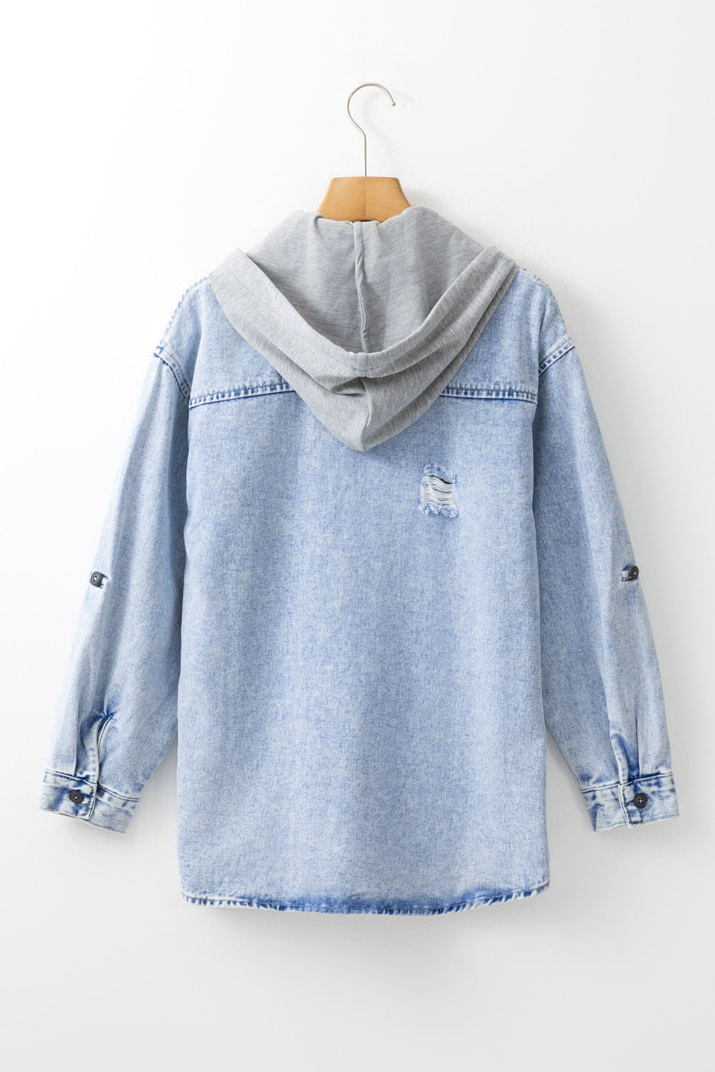 Relaxed-Fit Contrast Hooded Denim Jacket