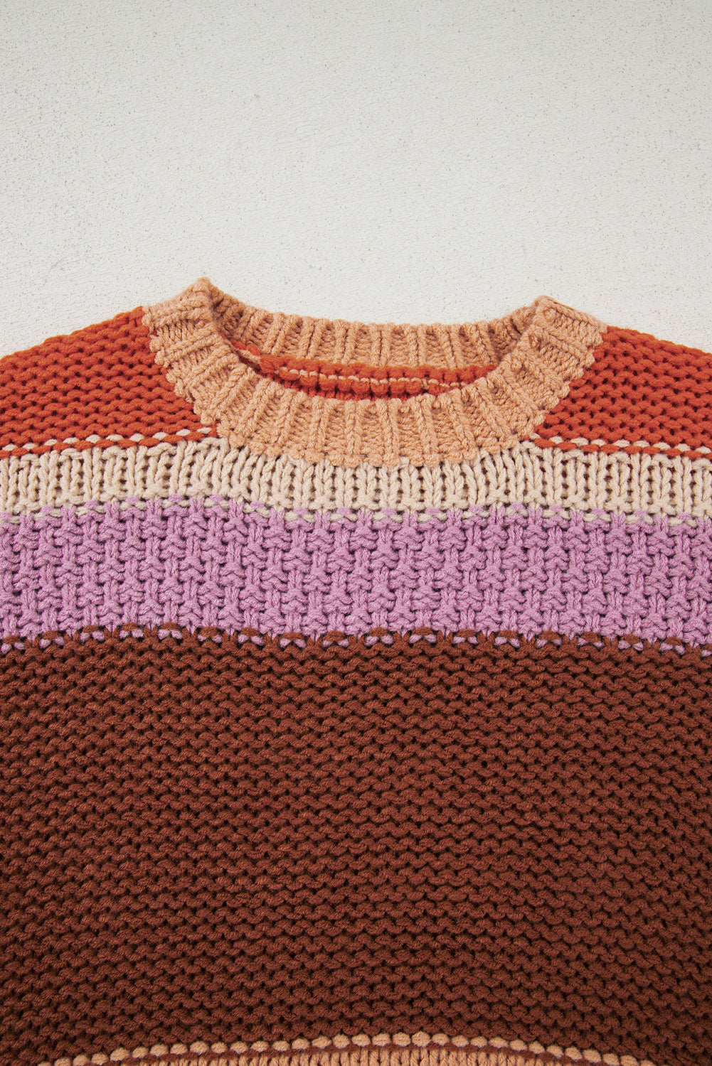 Cropped Colorblock Drop-Shoulder Chunky Knit Knit Top