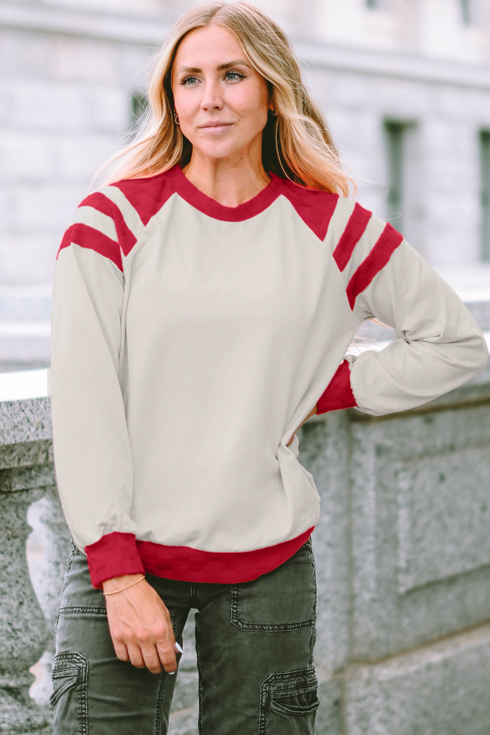 Top for Women Raglan Long-Sleeve Color-Block
