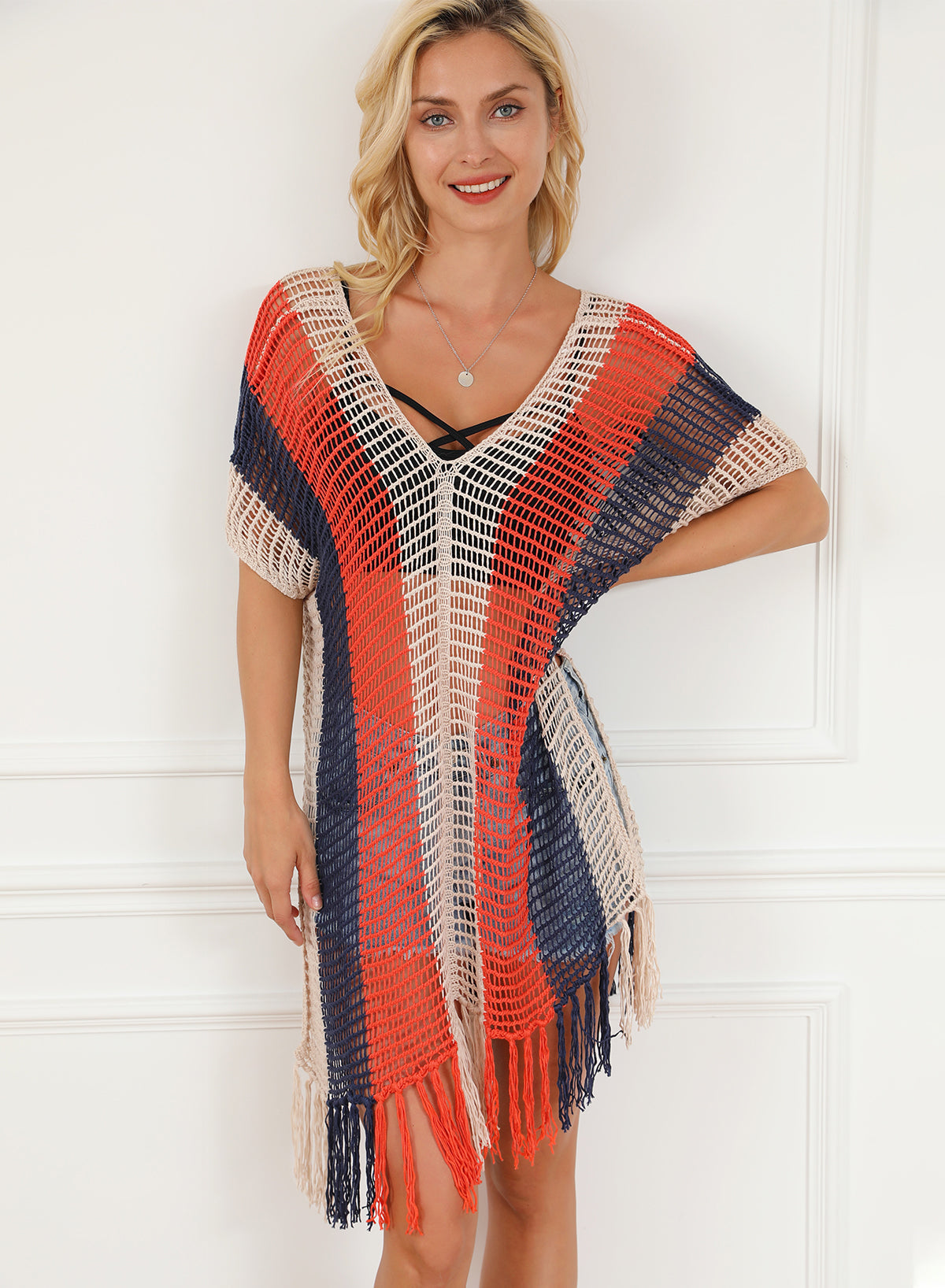Women's Beach Cover Tassel Crochet Up