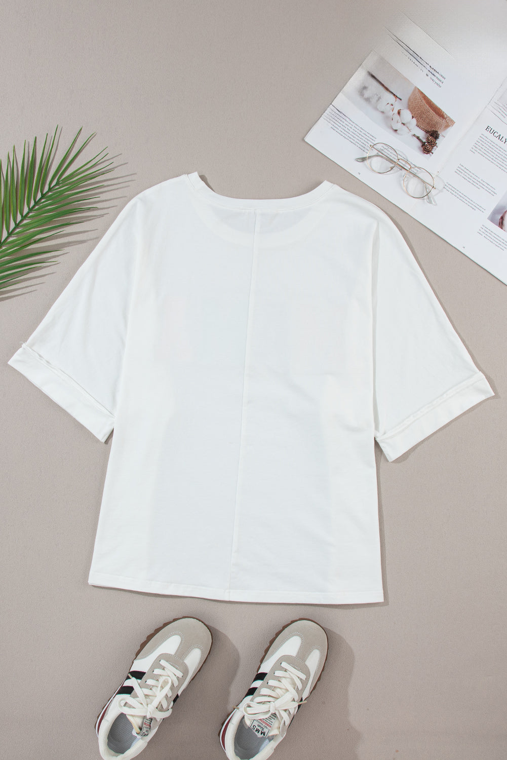 Women's Chenille Patched Crew Neck T Shirt