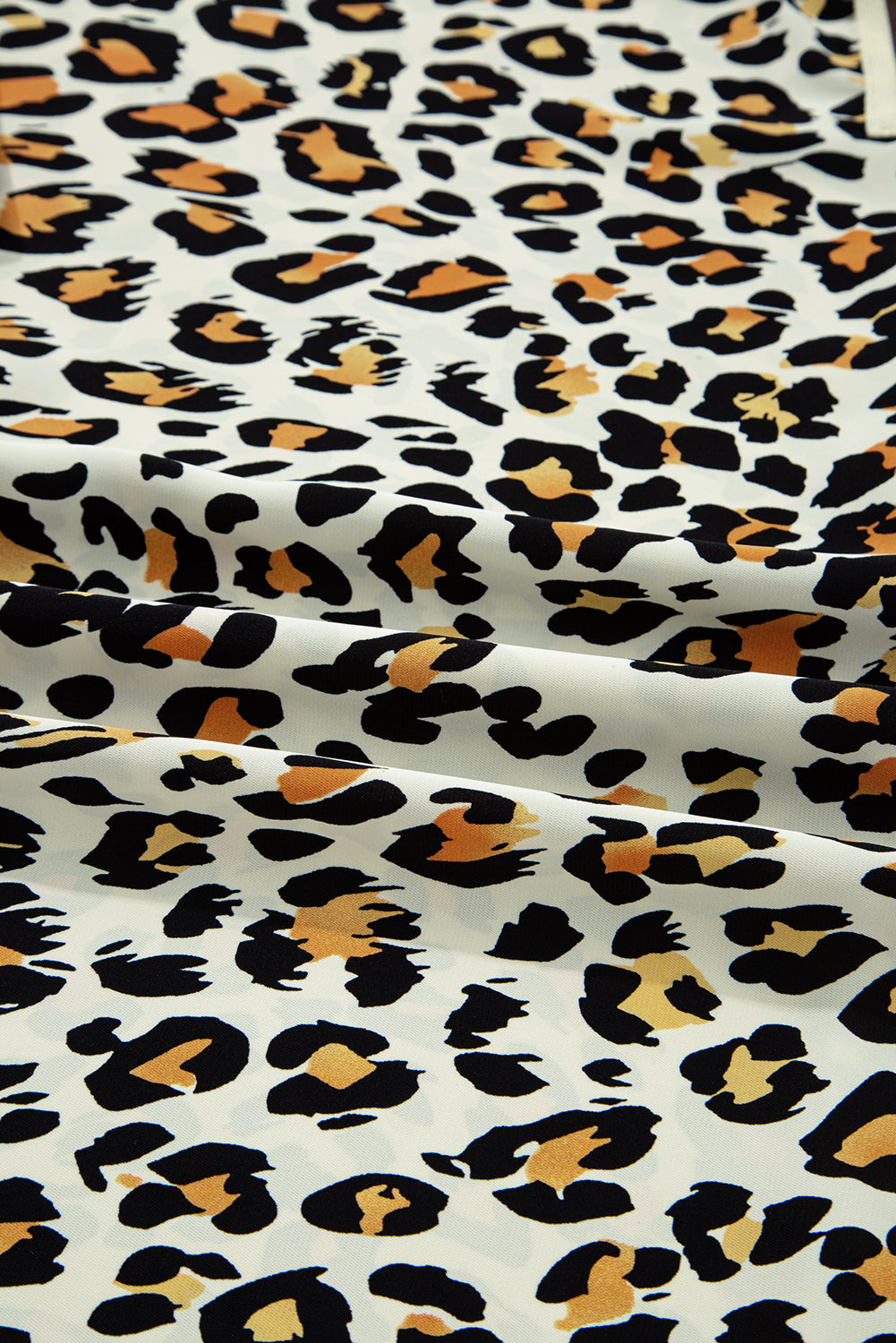 Leopard-Print Contrast Striped V-Neck Blouse