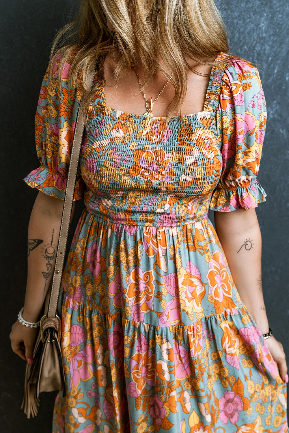 Floral Dresses for Women Sleeve High-Rise Balloon