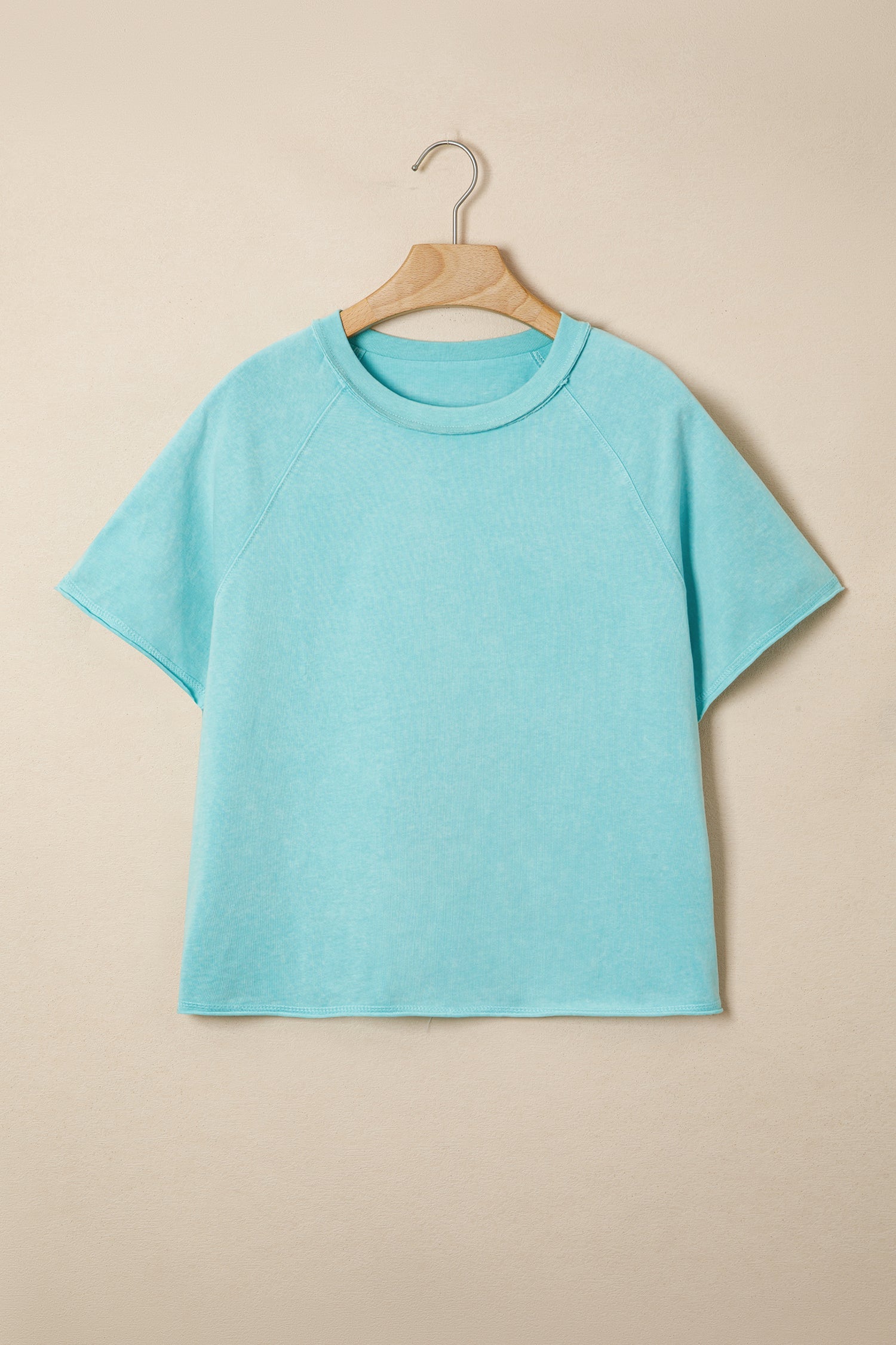 Summer Raglan Mineral Wash Sleeve Boxy Fit Cropped Tee
