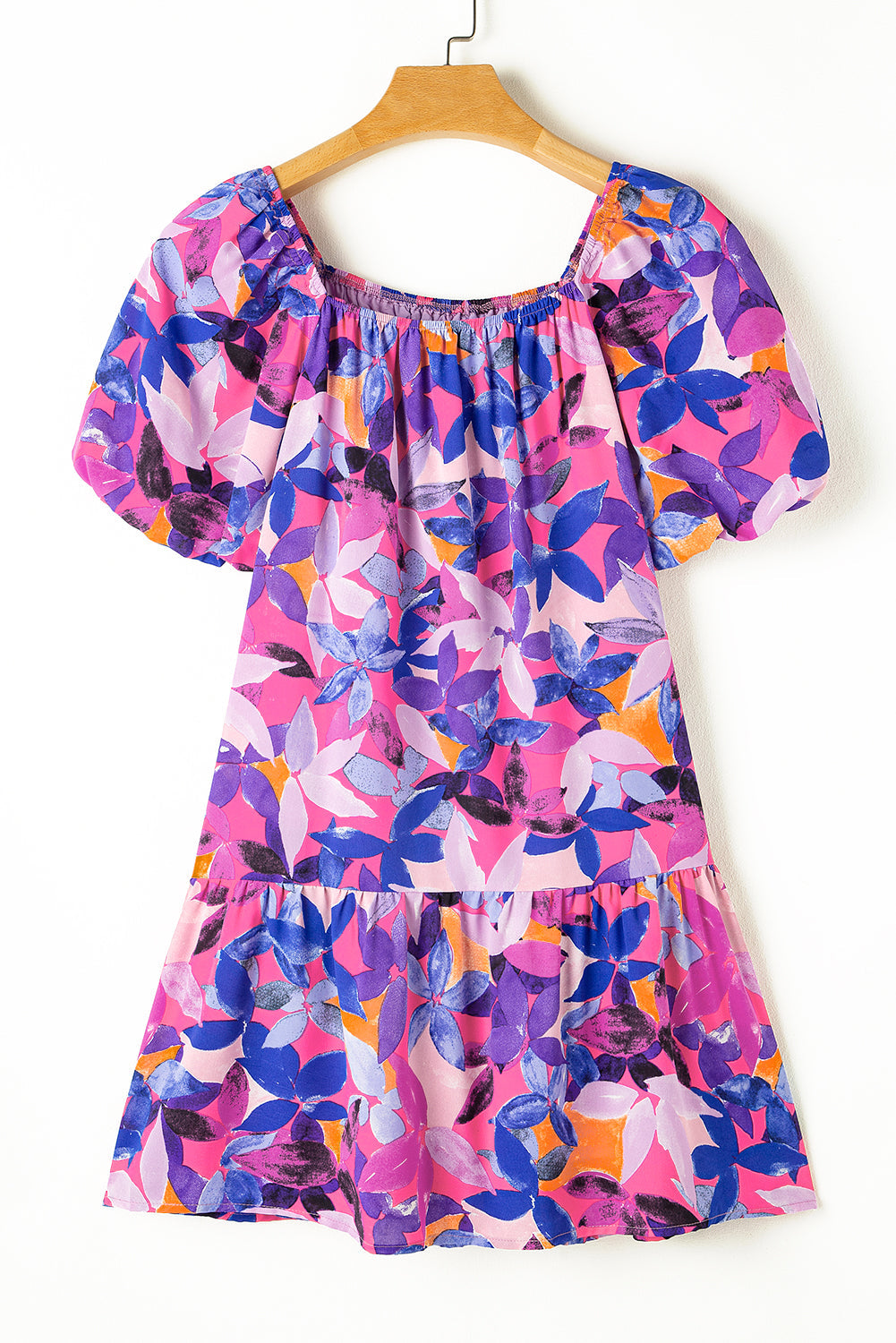 Women's Dresses with Flower Short-Sleeve Ruffle-Trimmed