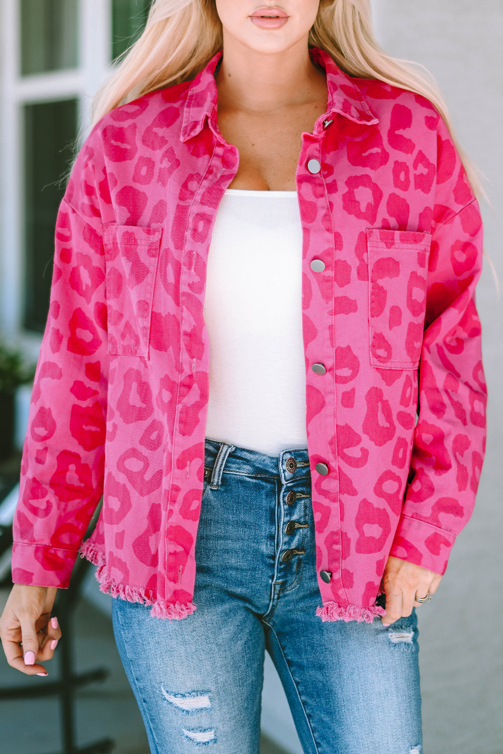 Women's Button Cuffs Raw-Edge Jacket