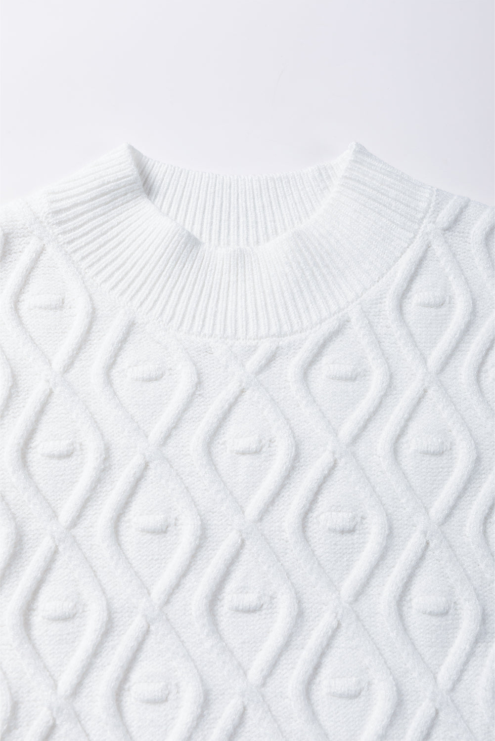 Women's Vest Featuring Textured Ruffle-Trimmed Mock Neck Knitted