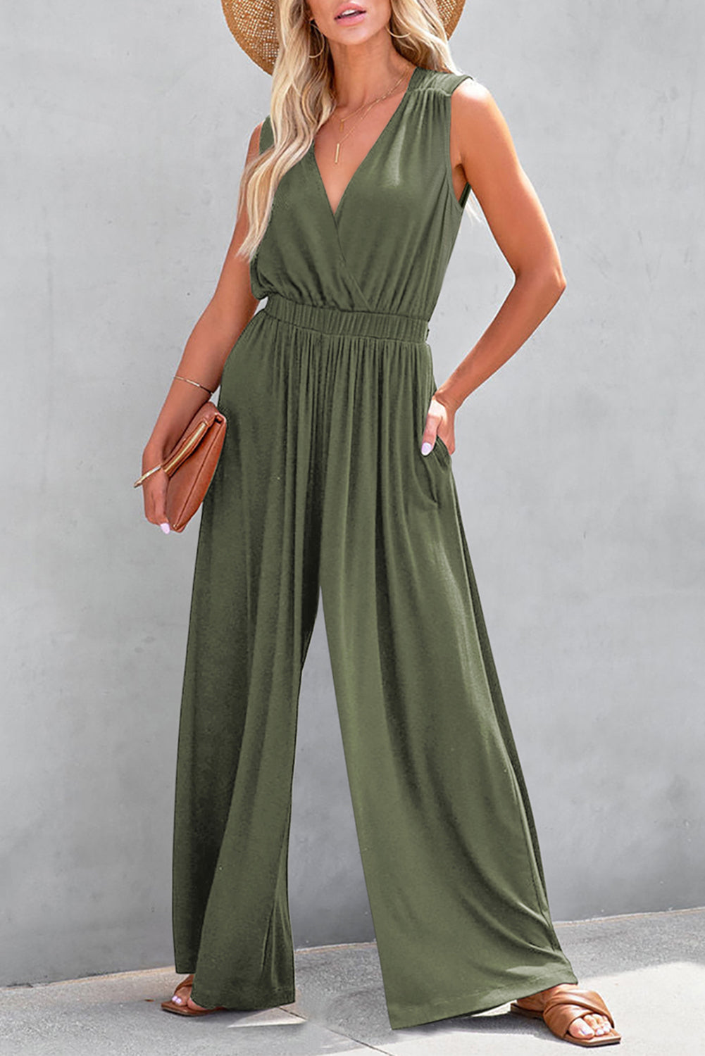 Jumpsuit for Women Crisscross Wide-Leg Open-Back