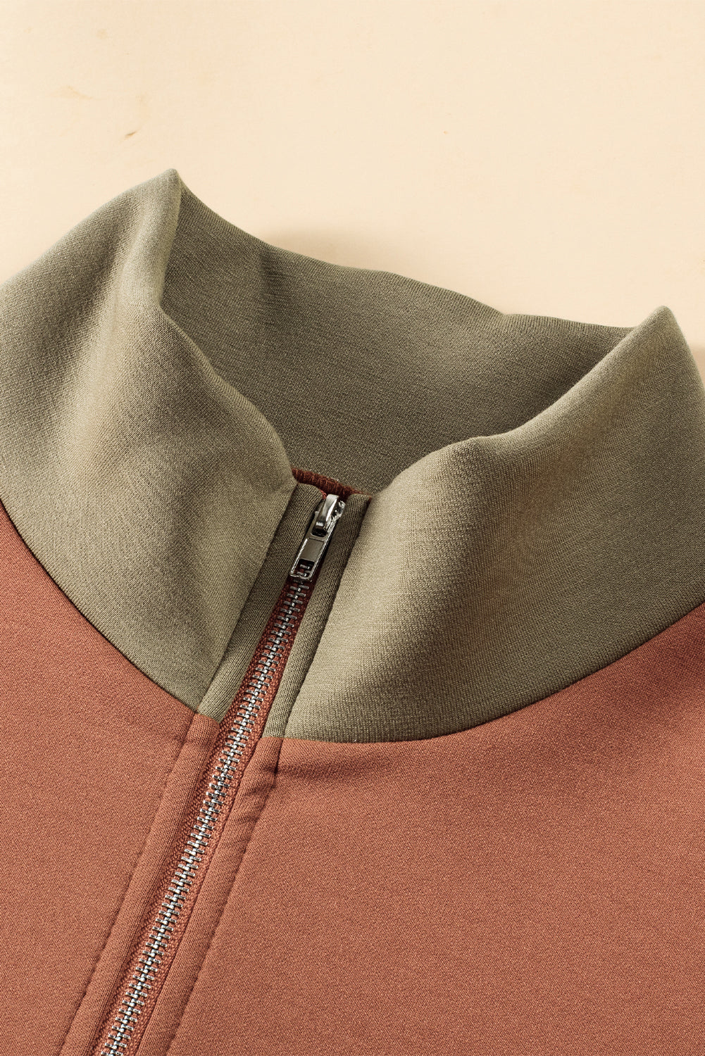 Women's Sweatshirt Featuring Zip Plus Size Seam Quarter