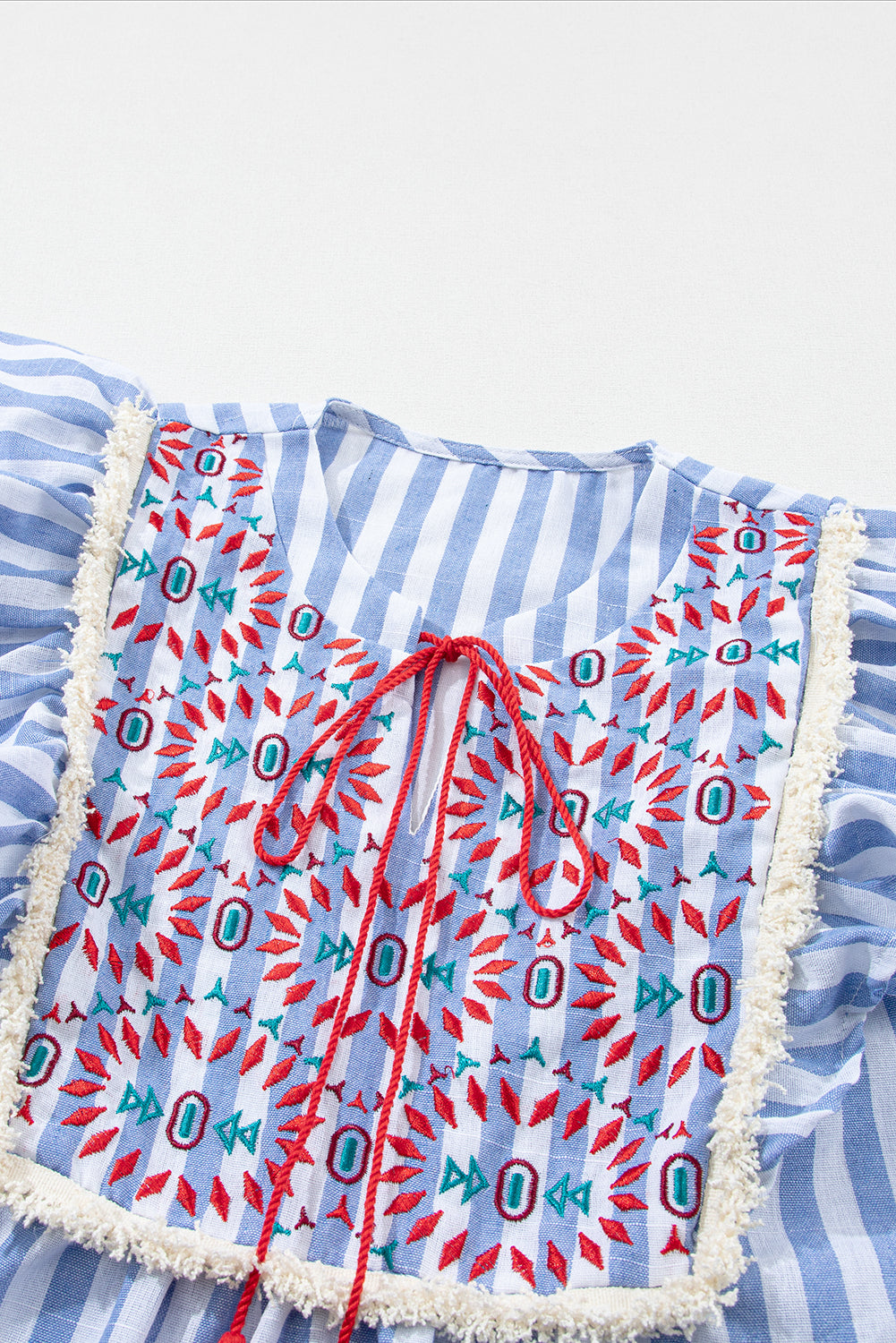 Blouse for Women Embroidered Tassel Flutter