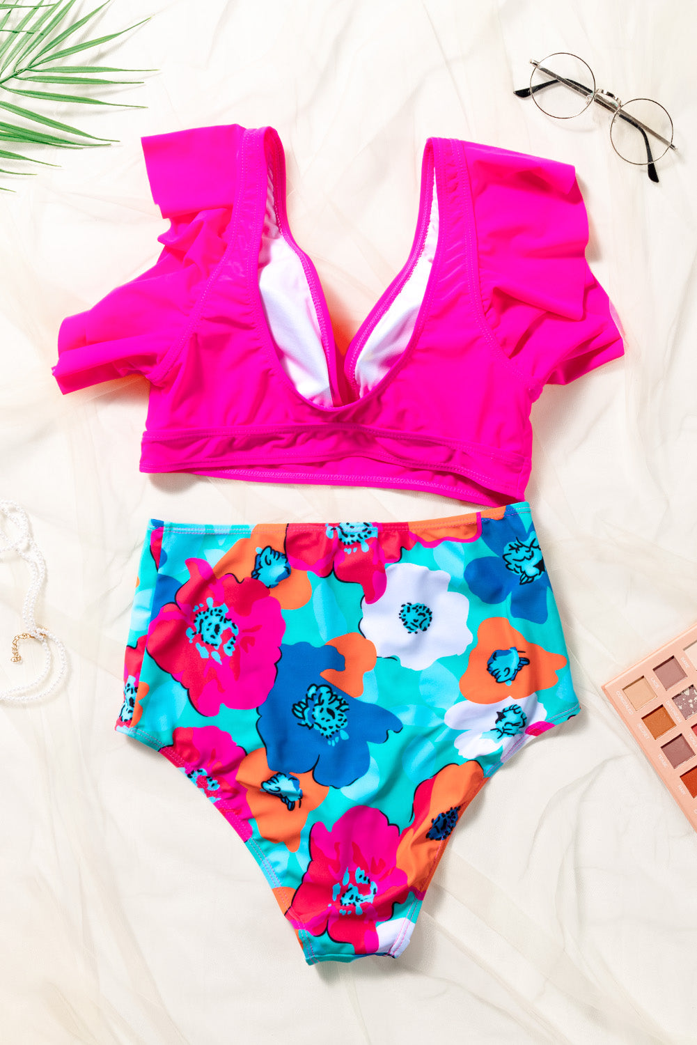Women's High-Rise Ruffles Floral-Print Print Bikini