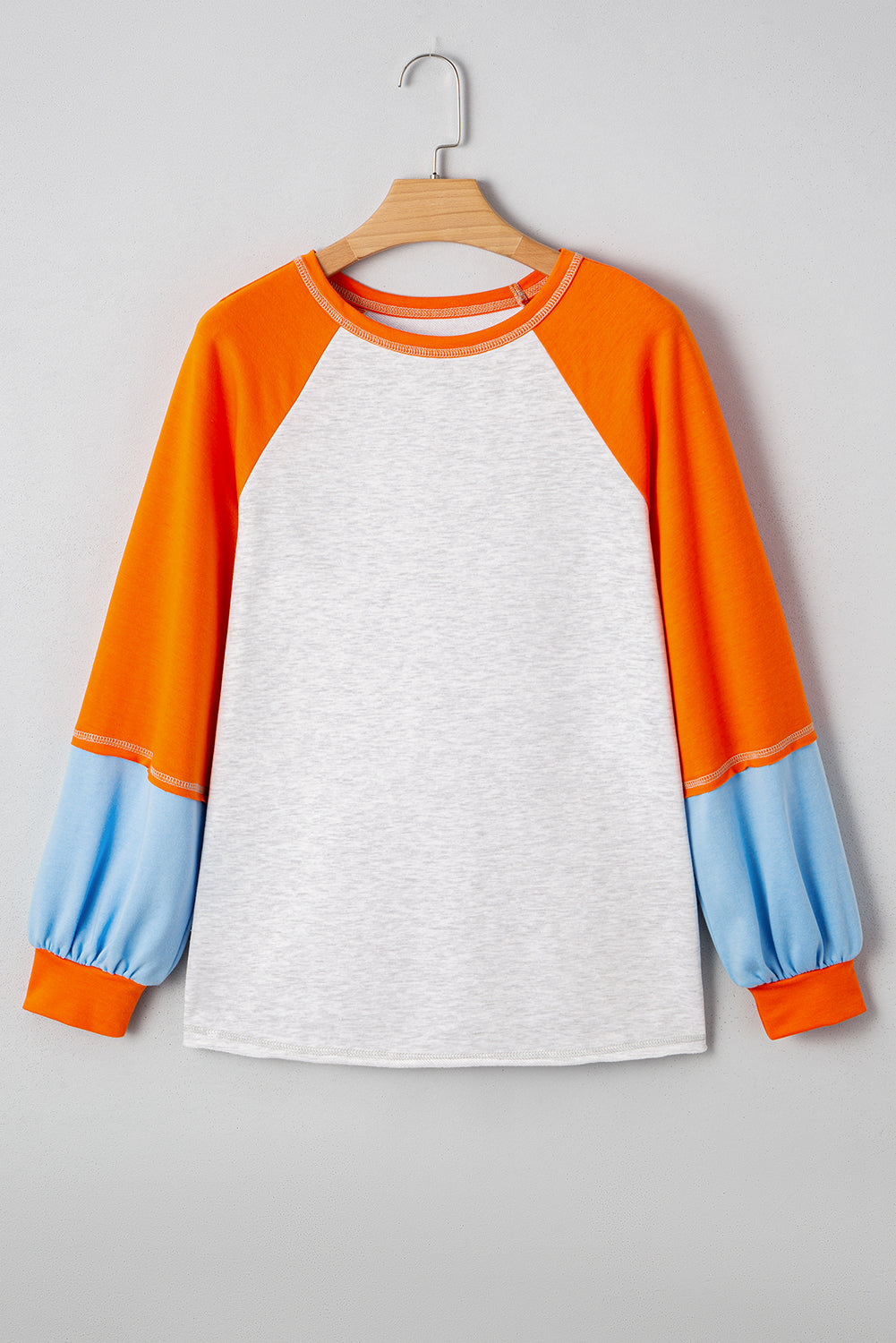 Colorblock Contrast Raglan Sleeve Stitching Easy-Fit Fit Top